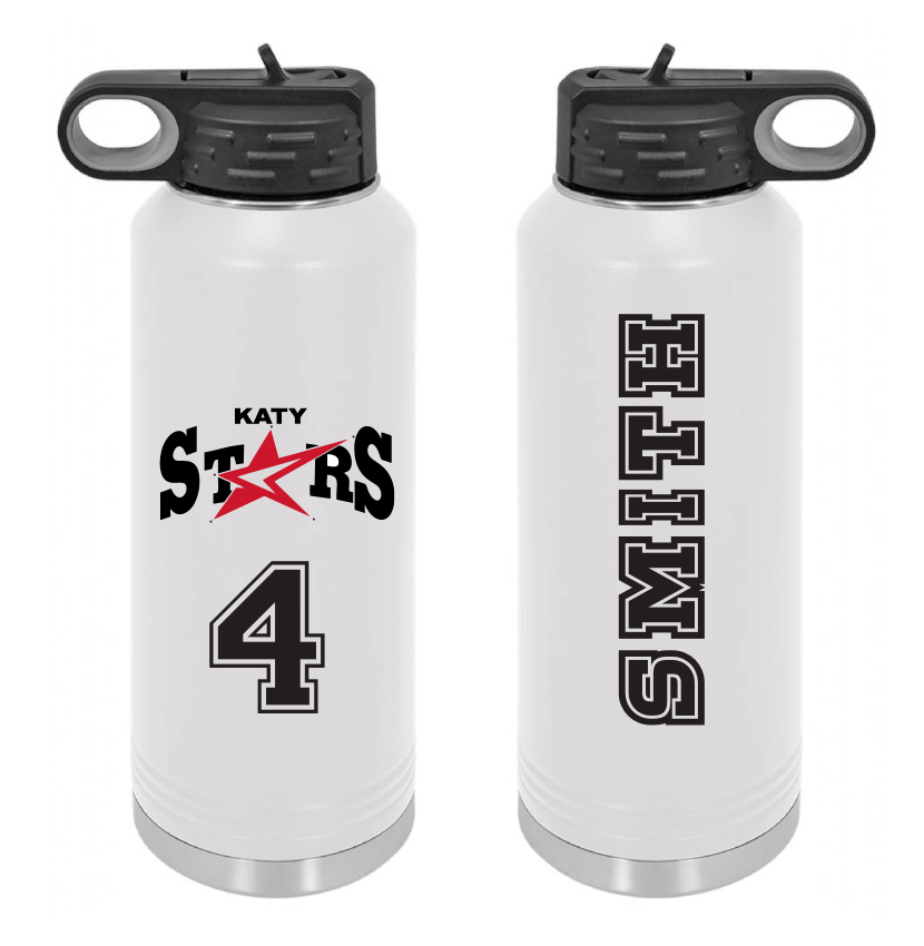 Full-color Katy Stars bottle, front and back